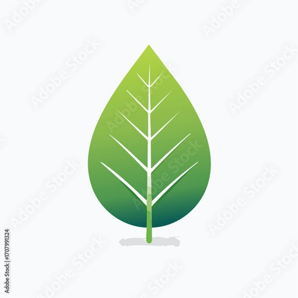 Fototapeta Green leaf illustration on white background suitable for environmental and nature themed designs