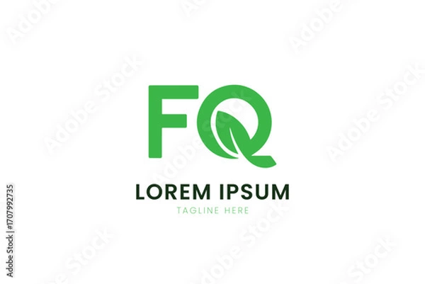 Obraz Modern minimalist green fq logo design with leaf element and placeholder text