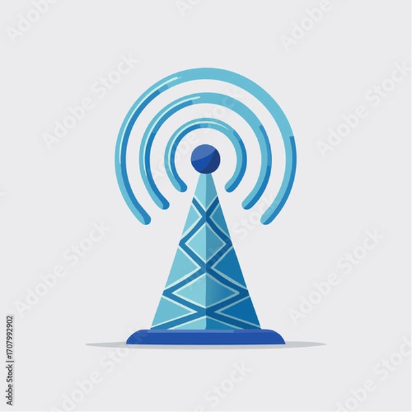 Obraz Illustration Depicting a Digital Communications Tower Emitting Wireless Internet Signals