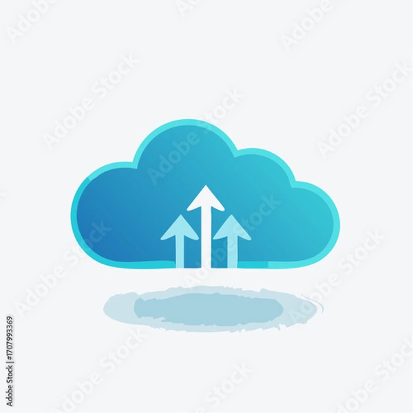 Obraz Illustration depicting cloud computing with upward arrows symbolizing data transfer and storage