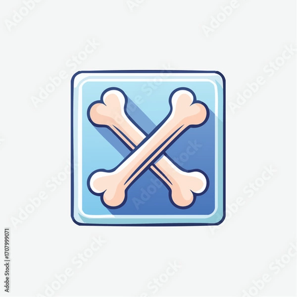 Obraz Illustration of Crossed Bones Icon within a Square Frame, Digital Vector Imagery