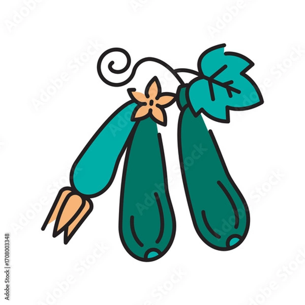 Obraz growing zucchini black line icon for digital and print projects. Arctic animals.
