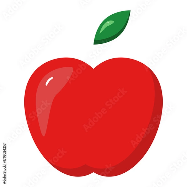 Obraz Flat Simple Style Isolated Red Apple Fruit Health Food Illustration