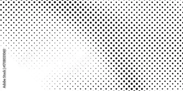 Fototapeta grunge Halftone white and black dots pattern and black gradient grunge texture background. Dotted line comic sport style background