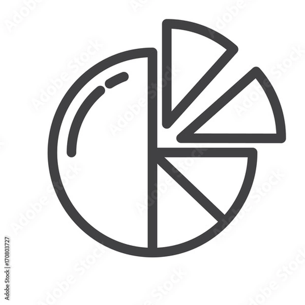 Fototapeta Pie chart line icon, outline vector sign, linear style pictogram isolated on white. Symbol, logo illustration. Editable stroke