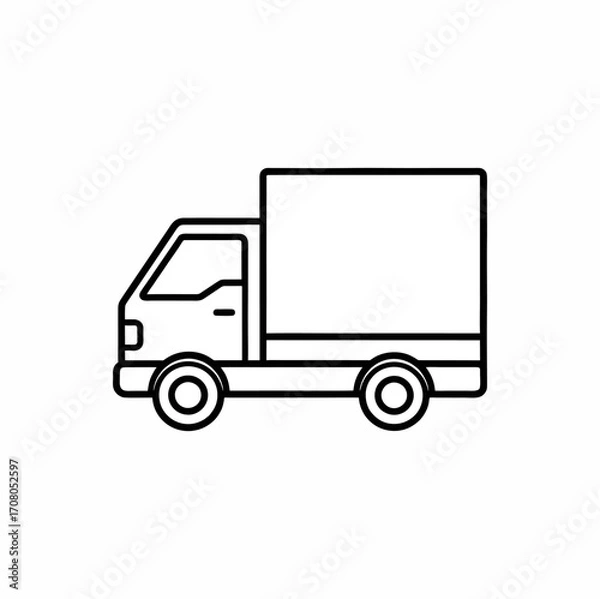 Obraz Delivery truck icon vector in black on white background
