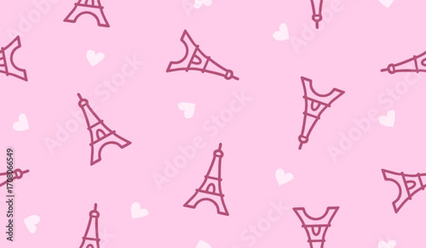 Obraz Cute Eiffel pattern background design