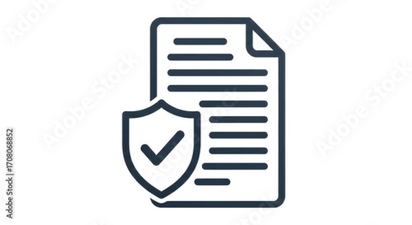 Fototapeta Isolated Document Security Vector Icon with Shield and Checkmark for Data Protection