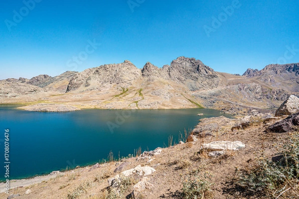 Fototapeta The scenic views of glacial Sat lakes, located on Cilo Mountains, which has an altitude of 3,500 meters, would become a new tourist attraction for nature lovers across the world in Hakkari, Turkey