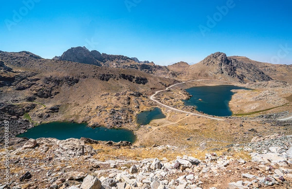 Fototapeta The scenic views of glacial Sat lakes, located on Cilo Mountains, which has an altitude of 3,500 meters, would become a new tourist attraction for nature lovers across the world in Hakkari, Turkey