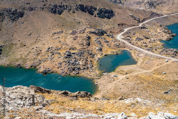 Fototapeta The scenic views of glacial Sat lakes, located on Cilo Mountains, which has an altitude of 3,500 meters, would become a new tourist attraction for nature lovers across the world in Hakkari, Turkey