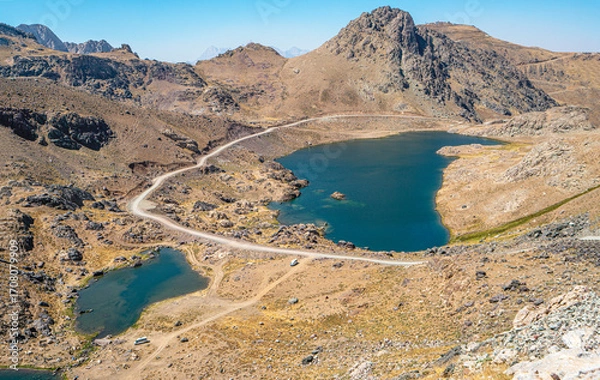Fototapeta The scenic views of glacial Sat lakes, located on Cilo Mountains, which has an altitude of 3,500 meters, would become a new tourist attraction for nature lovers across the world in Hakkari, Turkey