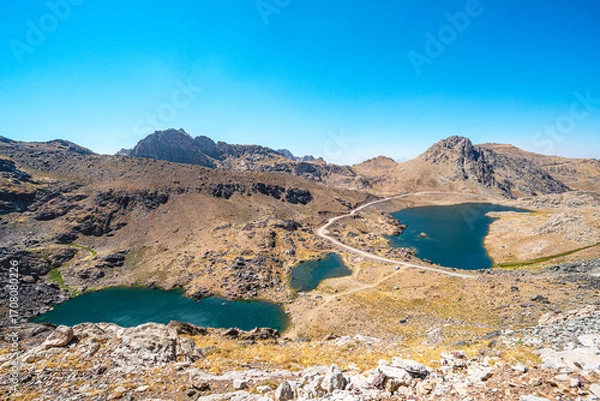 Fototapeta The scenic views of glacial Sat lakes, located on Cilo Mountains, which has an altitude of 3,500 meters, would become a new tourist attraction for nature lovers across the world in Hakkari, Turkey