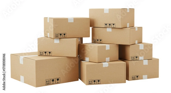 Obraz Isolated Stack of Cardboard Boxes