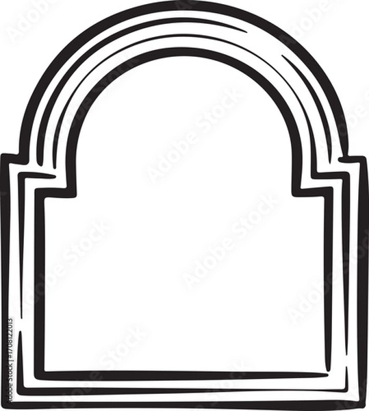 Obraz Architectural archway frame design with decorative layered outline silhouette isolated on white background
