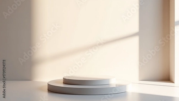 Fototapeta Minimalist Product Display Podium in Sunlight