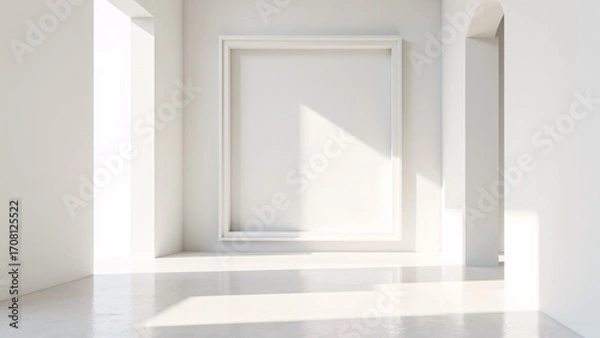 Fototapeta Empty White Room With Frame