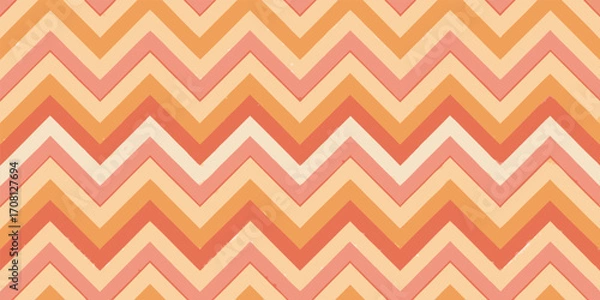 Fototapeta Zigzag retro pattern warm tones seamless chevron design ideal for backdrops web design and textile applications with subtle grunge texture