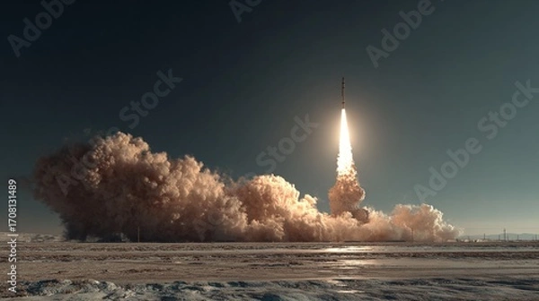 Fototapeta balistic missile launch, generated image
