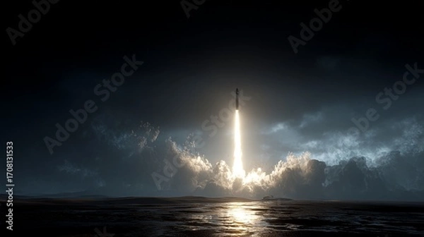 Fototapeta balistic missile launch, generated image