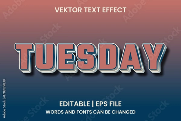 Obraz editable Tuesday text effects
