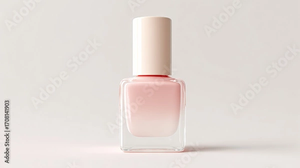 Fototapeta Gentle blush pink to ivory vertical fade nail polish bottle, showcasing sleek design and high fidelity color. This elegant product adds touch of sophistication to any beauty collection