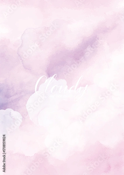 Fototapeta Cloudy Sky Watercolor Background with Hand-Painted Texture for Design and Decoration