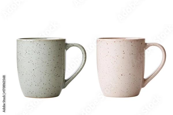 Fototapeta Ceramic Mug Duo: Two simple ceramic mugs, presented as a perfect pairing to elevate your morning coffee or cozy evening tea