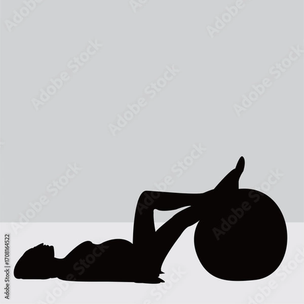 Obraz Silhouette of a woman in a Pilates pose, a fitness exercise. Illustration design.