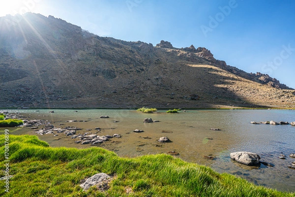 Fototapeta The scenic views of glacial Sat lakes, located on Cilo Mountains, which has an altitude of 3,500 meters, would become a new tourist attraction for nature lovers across the world in Hakkari, Turkey