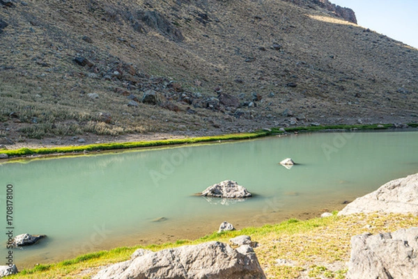 Fototapeta The scenic views of glacial Sat lakes, located on Cilo Mountains, which has an altitude of 3,500 meters, would become a new tourist attraction for nature lovers across the world in Hakkari, Turkey