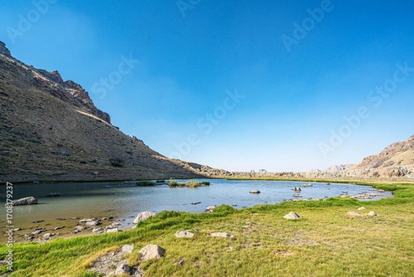 Fototapeta The scenic views of glacial Sat lakes, located on Cilo Mountains, which has an altitude of 3,500 meters, would become a new tourist attraction for nature lovers across the world in Hakkari, Turkey
