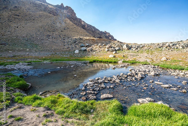 Fototapeta The scenic views of glacial Sat lakes, located on Cilo Mountains, which has an altitude of 3,500 meters, would become a new tourist attraction for nature lovers across the world in Hakkari, Turkey
