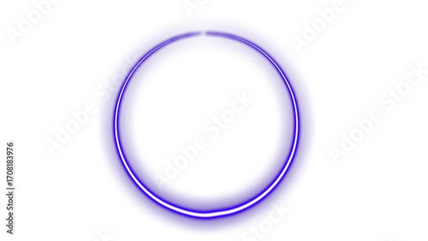 Fototapeta Abstract neon blue ring pulsating energy circle glowing light abstract art isolated on transparent background
