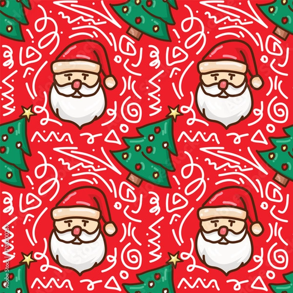 Fototapeta Christmas hand drawn decoration pattern
