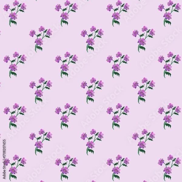 Fototapeta seamless pattern with pink flower and purple background