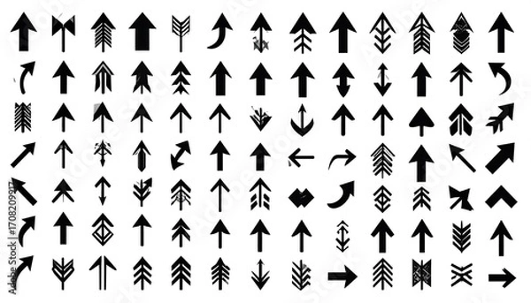 Fototapeta Collection of various black arrows on white background