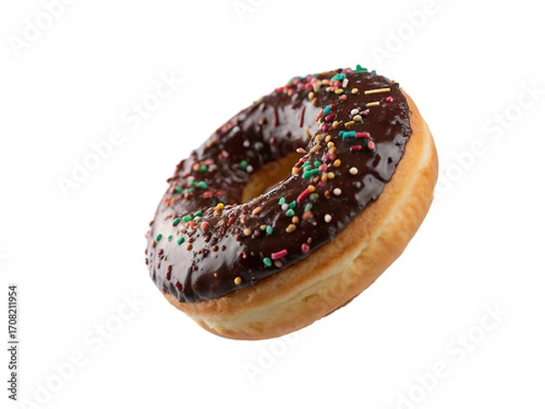 Fototapeta chocolate donut isolated on transparent background. chocolate glazed donut png