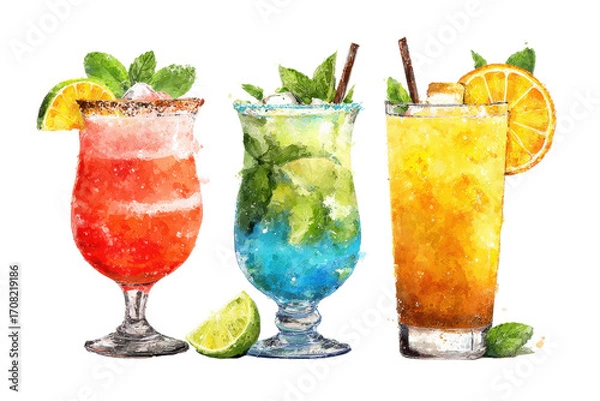 Fototapeta mojito cocktail on white background