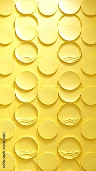 Obraz Yellow circles with embossed waves,  repeating pattern