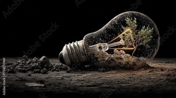 Fototapeta Illuminating Growth: Tree Inside Light Bulb