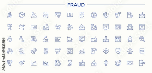 Fototapeta Fraud modern line icon set. Contains such symbols as bribe, money laundering, corruption, criminal, crime, bribery and more. Trendy minimal icons. Pictogram and infographic. Corrupt icon.
