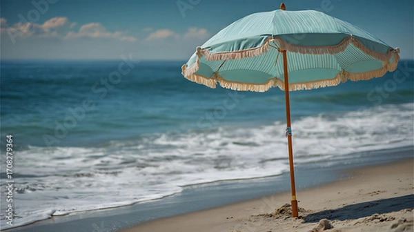 Fototapeta umbrella on the beach with beautiful background