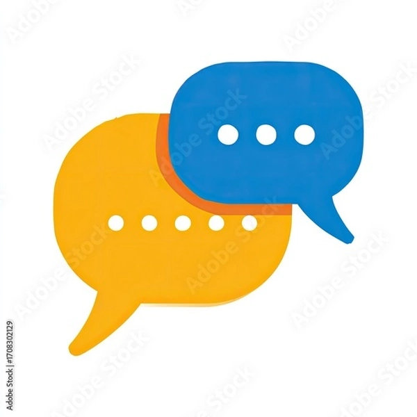 Fototapeta Two overlapping speech bubbles, one orange and one blue, represent communication