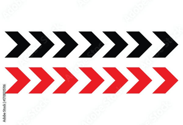 Fototapeta dynamic moving arrow symbol. Pointing right chevron arrow different style. speed direction signs. directional arrows symbol.