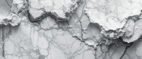 Fototapeta Aqueous Marble  Abstract Silhouette Textures with Grey Veins on White, Capturing the Essence of Fluidity and Natural Beauty