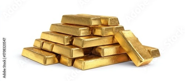 Fototapeta Gold bars stacked in a pyramid shape