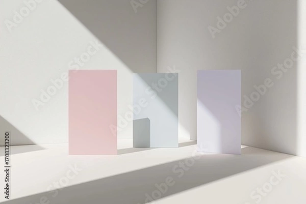 Fototapeta hanging white wall sign, square billboard, signboard on a gray background, blank space for text or advertisement