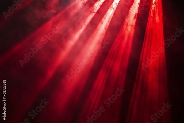 Fototapeta Beams of spotlight on a red background