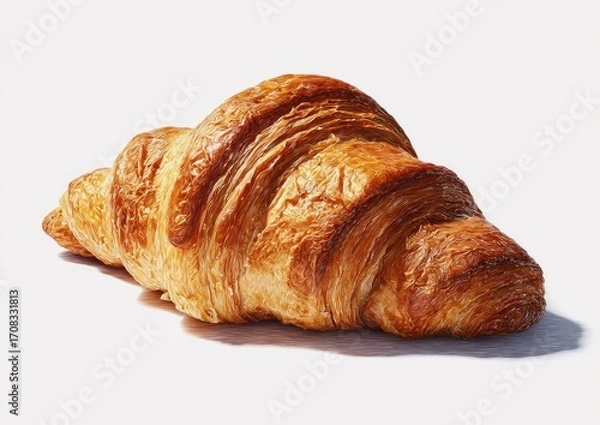 Fototapeta Golden croissant, crisp and flaky